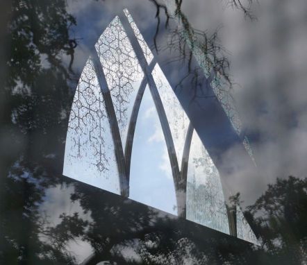 [Picture of church window from inside A]